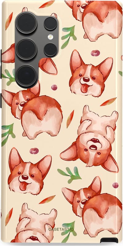Casetastic Hoesje Geschikt voor Samsung S24 Ultra - Stijlvolle Beschermende Duo-layer Case - Corgipootjes