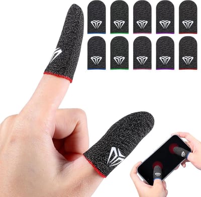 Allecto Plus - 10 paar gaming vingermanchetten | 03 mm vezel | zweetbestendig | ademend | naadloos | touchscreen | PUBG geschikt.