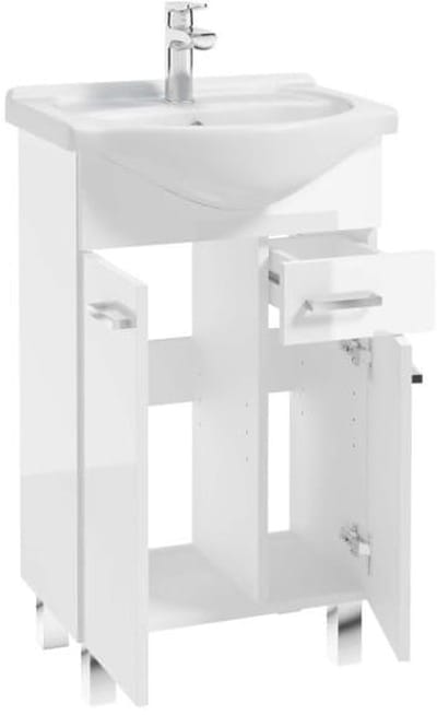 Deftrans Mea - Wastafelmeubel - Wit Hoogglans - Keramische Wastafel - Standaard Type