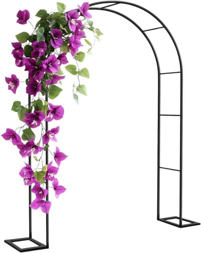 Metalen rozenboog - Tuinboog Decoratie - Klimplanten Ondersteunen - Verstelbare Voet - 350 x 220 cm - Zwart