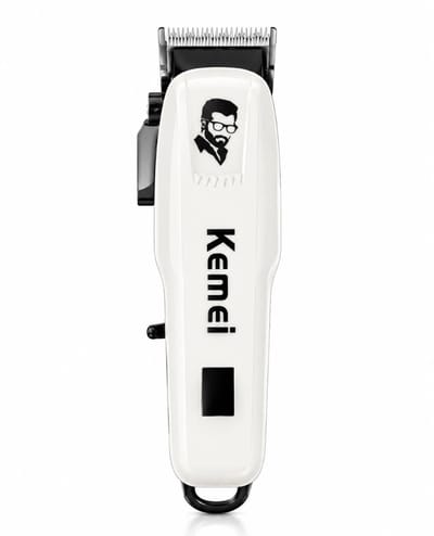 Kemei Haartrimmer & Baardtrimmer Professioneel – Draadloze Tondeuse met 4 Opzetkammen – USB Oplaadbaar – Wit