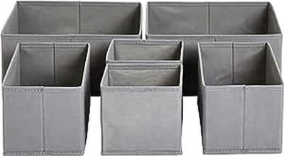 Famanu – Opvouwbare lade-organizers voor kleding en accessoires, set van 6, grijs