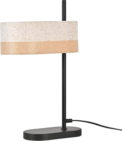Glitzerlife - Tafellamp Tafellamp Bedlamp Vintage Retro - Leeslamp E14 met Stoffen Kap - Metalen Basis Mat Zwart - Ø44,5 cm - Zwart