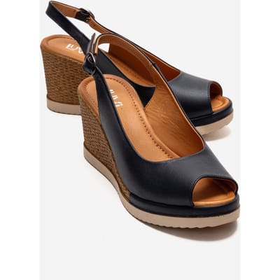 Helina Leren Wedge Sandaal