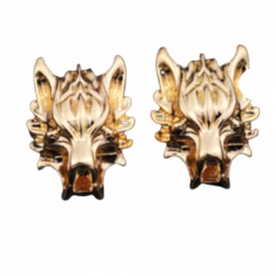 Kraagspeld wolfskop goudkleurig - Charme Bijoux