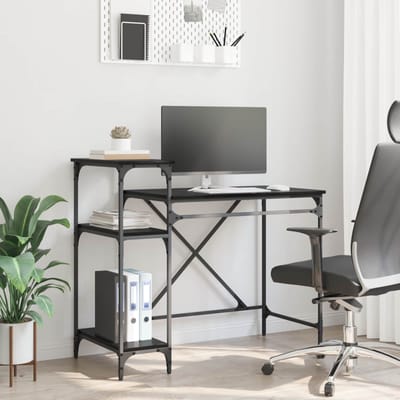 vidaXL Bureau Zwart Eiken Bewerkt hout 105 x 50 x 90 cm