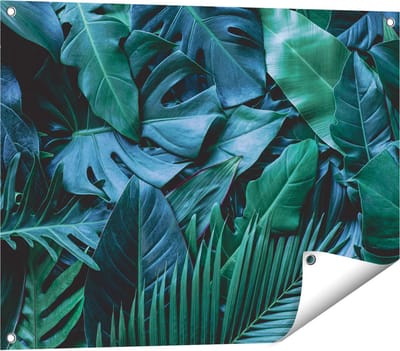 Gards Tuinposter Tropische Groene Bladeren - 80x60 cm - Tuindoek - Tuindecoratie - Wanddecoratie buiten - Tuinschilderij