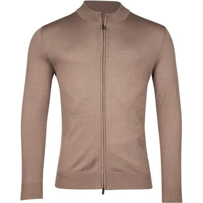 Thomas Maine Vest Merino Cardigan Zip Single Knit Taupe / male