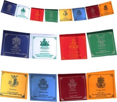 Tibetaanse gebedsvlag Acht Voorspoed Symbolen - 25x21x205 - Meerkleurig - M