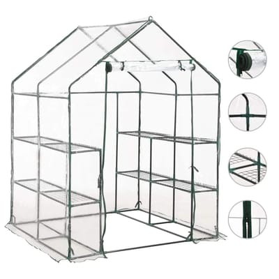 vidaXL - Tuinkas - met - 8 - schappen - 143x143x195 - cm