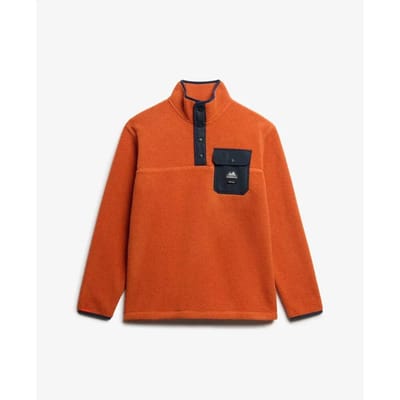 Superdry - Fuji-fleecetrui met halve drukknoopsluiting - Heren - Truien