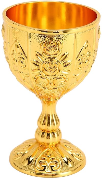 Dailygoods- Wijnbeker Vintage Stijl - Metalen Wijnbeker - Reliëf Bloempatroon - Duurzaam Zinklegering - Decoratie - Geschikt voor Geschenken - Wijnglas