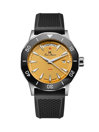 Jean Marcel Tropical Diver - horloge - oranje / zwart - rubber band zwart - 42 mm - datum-dag