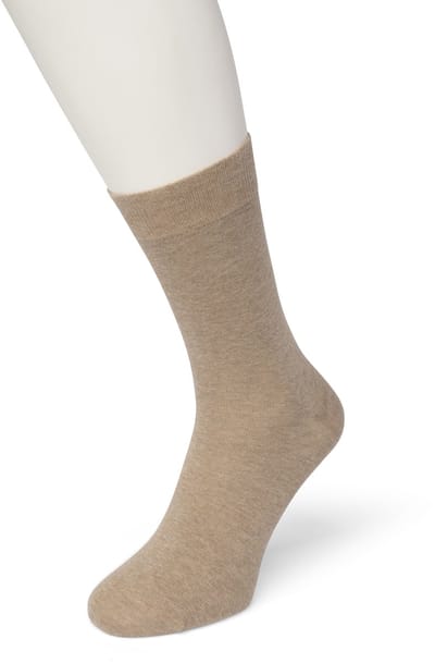 Bonnie Doon Katoenen Comfort Sok Taupe Dames maat 35/38 - Speciale Breitechniek in Boord - Knelt niet - Katoen en Lycra - Maximaal Draagcomfort - Zakt niet af - Gladde Teennaad - Voor Gevoelige Voeten/Benen - Licht Bruin - Gemeleerd - BE121401.376