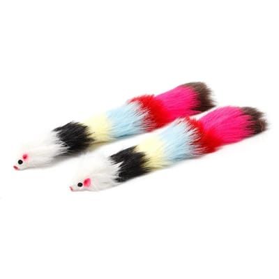 30cm Nep Muis Kat Speelgoed Langharig Kleur Staart Muizen met Belletjes Zacht Echt Konijnenbont Geluidsspeelgoed voor Katten Honden Kat Grappig Huisdier Speelgoed white