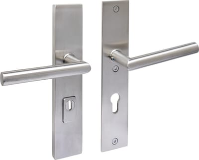 Intersteel SKG3 veiligheidsbeslag rechthoekig 250x50mm kruk/kruk Jura met veerconstructie profielcilindergat 72mm met kerntrekbeveiliging rvs
