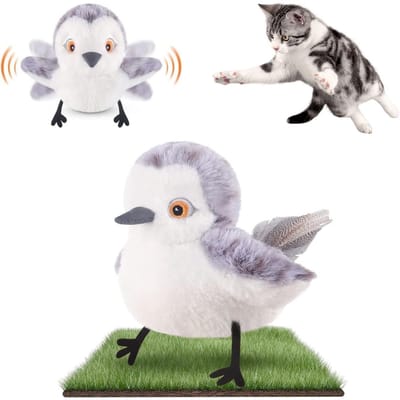 longziming -Interactief kattenspeelgoed – Elektrisch, aanraakgeactiveerd kattenspeelgoed – Realistisch gefladder & getjilp – Pluche – Stimuleert jachtinstinct & de band – 1 stuk
