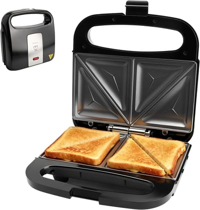 Krachtige Sandwichmaker 750W met Antiaanbaklaag - Toasten, Panini & Meer