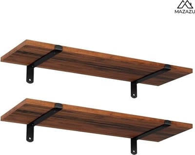 MIRA Home - Boekenplank - Set van 2 - Wandplank - Wanddecoratie - Vintage - 60x20x7