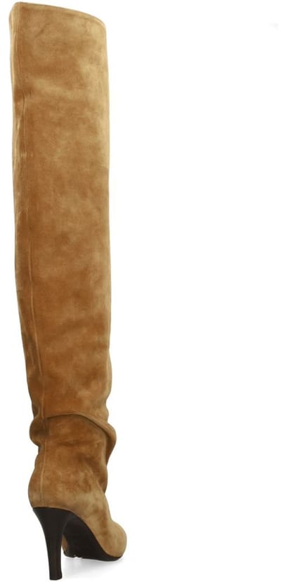 Sacha - Dames - Beige suède hoge laarzen met hak - Maat 37