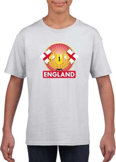 Wit Engels kampioen t-shirt kinderen - Engeland supporter shirt jongens en meisjes 110/116