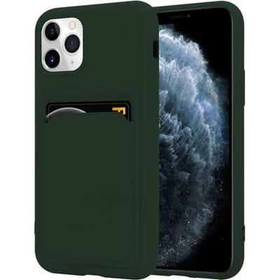 ShieldCase Hoesje geschikt voor Apple iPhone 11 Pro Siliconen hoesje met pasjeshouder - donkergroen - Stijlvolle Bescherming met Opbergruimte - Duurzaam en Praktisch Accessoire - Multifunctioneel Telefoonhoesje