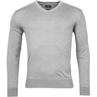 Baileys Trui V-Hals Merinowol Uni Color Single Knit Zilvergrijs / male
