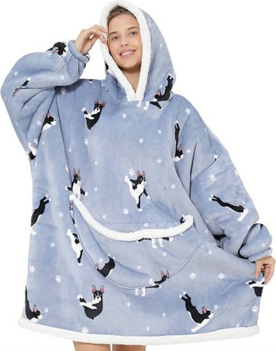 Bovista Hoodie Deken Met Mouwen - Plaid - Knuffeldeken - Onesie - Fleece Blanket - Dames - Heren - Kinderen - Extra Zacht & Warm - Schattige Hond