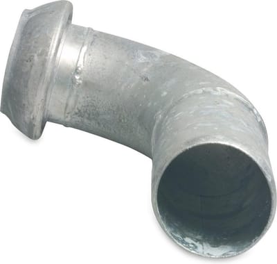 Bocht 90° staal gegalvaniseerd 159 mm x 152 mm V-deel Perrot x slangtule type Perrot