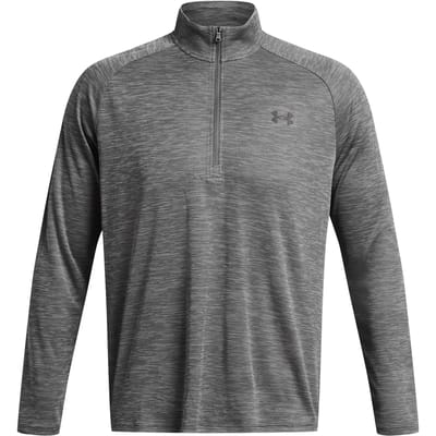 Under Armour UA Tech Textured 1/2 Zip-GRY Heren Sportshirt - Castlerock - Zwart