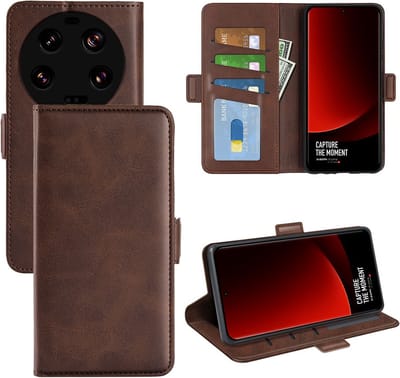 MobyDefend Hoesje - Geschikt voor Xiaomi 13 Ultra - Luxe Wallet Book Case (Sluiting Zijkant) - Bruin