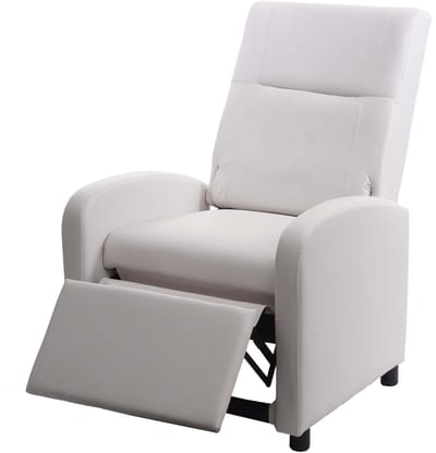 TV fauteuil MCW-H18, relax fauteuil, kunstleer opvouwbaar 99x70x75cm ~ wit