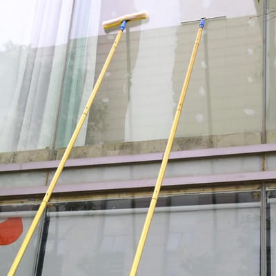 Raamwisser Lange Steel - Glazenwasser Set - Hoge Ramen Reinigen - Verstelbare Lengte - Tot 9.5 Meter - Grijs