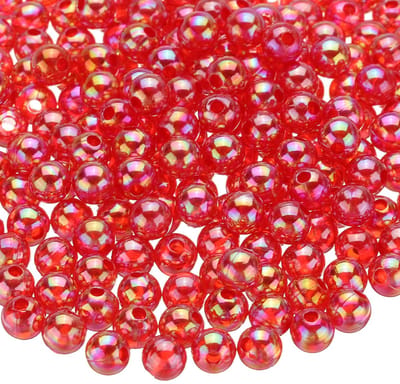 1000 stuks ronde acrylkralen, kleuren AB 6 mm, kralen, bubbelkralen, handwerk, met gat voor oorbellen, armband, halsketting, sleutelhanger, rood AB