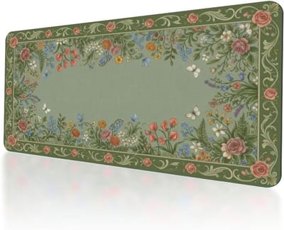 Grote gaming muismat met vlinderbloemendesign, antislip bureauonderlegger voor toetsenbord en muis, 800 x 400 mm, ideaal voor computer en thuiskantoor