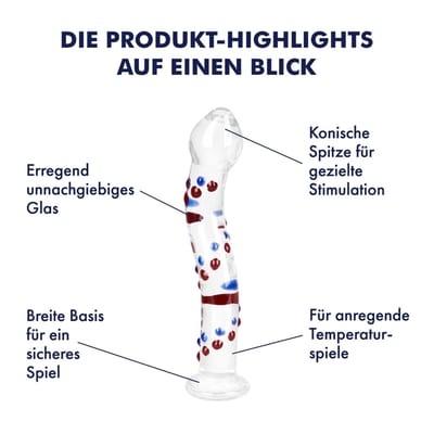 EIS, dildo, 'gebogen glazen dildo maat M', borosilicaatglas