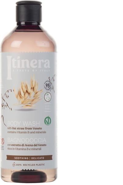 Itinera Kalmerende Lichaamswas met Haverstro - 370 ml - Voedende Reiniging met 95% Natuurlijke Ingrediënten - Milieuvriendelijke Verpakking - Ontspannend Aromatisch Profiel