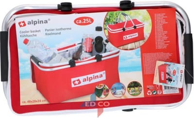 Alpina koeltas 25l - opvouwbaar - lichtgewicht - 48x28x24 cm - kunststof/textiel - rood