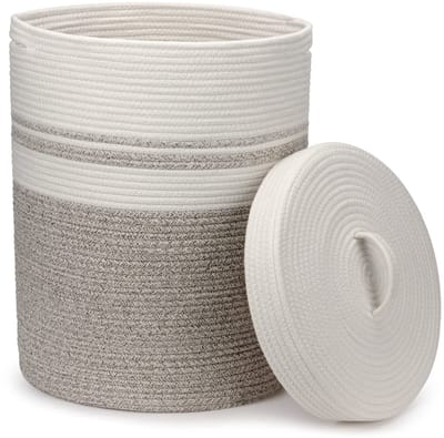 Unyqoos® Ruime Opvouwbare Wasmand met Deksel voor Stijlvolle Wasopslag en Organisatie