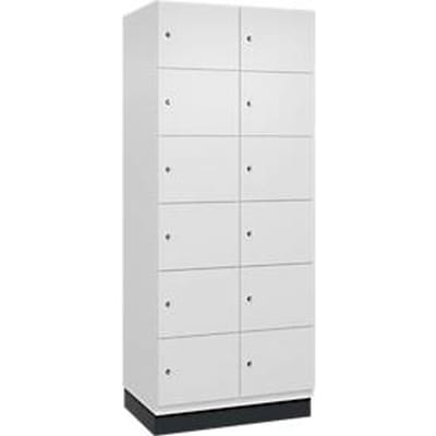 C+P Cambio lockerkast, 2 vakken, 12 vakken, met plint, B 800 x D 525 x H 1980 mm, verkeerswit