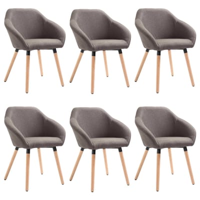vidaXL Eetkamerstoelen 6 st stof taupe
