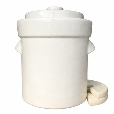 Mini fermentatiepot 2 liter (Creme/Modern) met verzwaringsstenen - Kimchipot