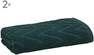 2st badhanddoek Jacquard Victoria | Chevron | 50x100 | donkergroen