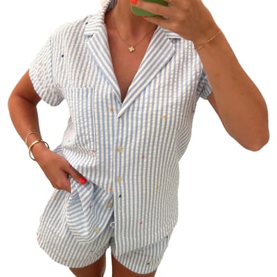 Leuke Dames Pyjama Sets Bloemen Hart Konijn Pyjama Korte Pyjama Set Losse Loungewear Nachtkleding Tweedelige Outfit S gray
