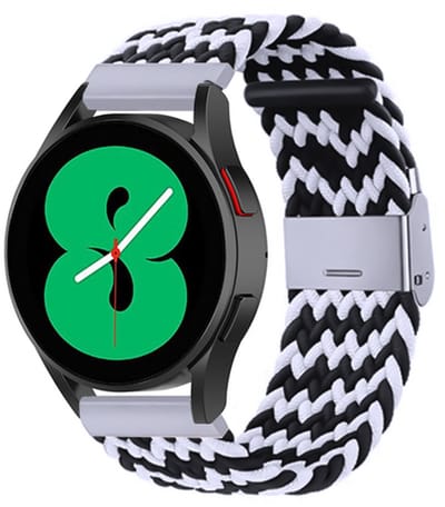 By Qubix - geschikt voor Huawei Watch GT 6 / GT 7 - 41mm - Braided nylon bandje - Zwart / wit