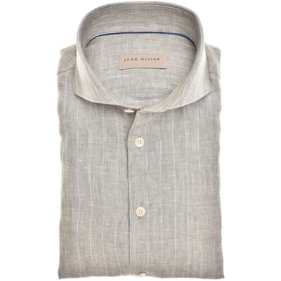 John Miller Overhemd Luxury Linen Groen / male