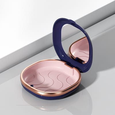 Twee instrumentenkoffers voor tandheelkunde, een koffer voor orthodontische spalken met een spiegel en een beschermkoffer voor orthodontische instrumenten en spalken,Blauw met gouden accenten