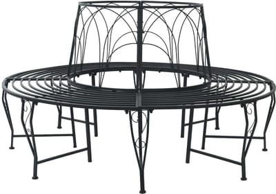 vidaXL - Boom - Bank - 8-Aantal - zitplaatsen - Ø - 160 - x - 89 - cm - Staal - Zwart - Rond