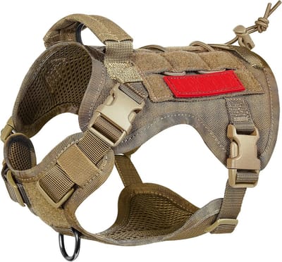 Famanu – Tactisch hondentuig FIRE Watcher, sterk trainingsvest met molle-systeem voor middelgrote honden, bruin