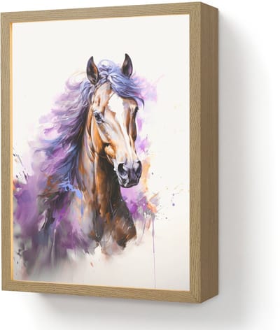 Nachtlampje 30x40 cm - Kinder lamp - Paard - Dieren - Meiden - Paars - Bruin - Tafellamp kinderkamer draadloos - Slaapkamer lampje - Bedlamp kinderen - Kinderlampje - Wandlamp babykamer - Nachtlampjes